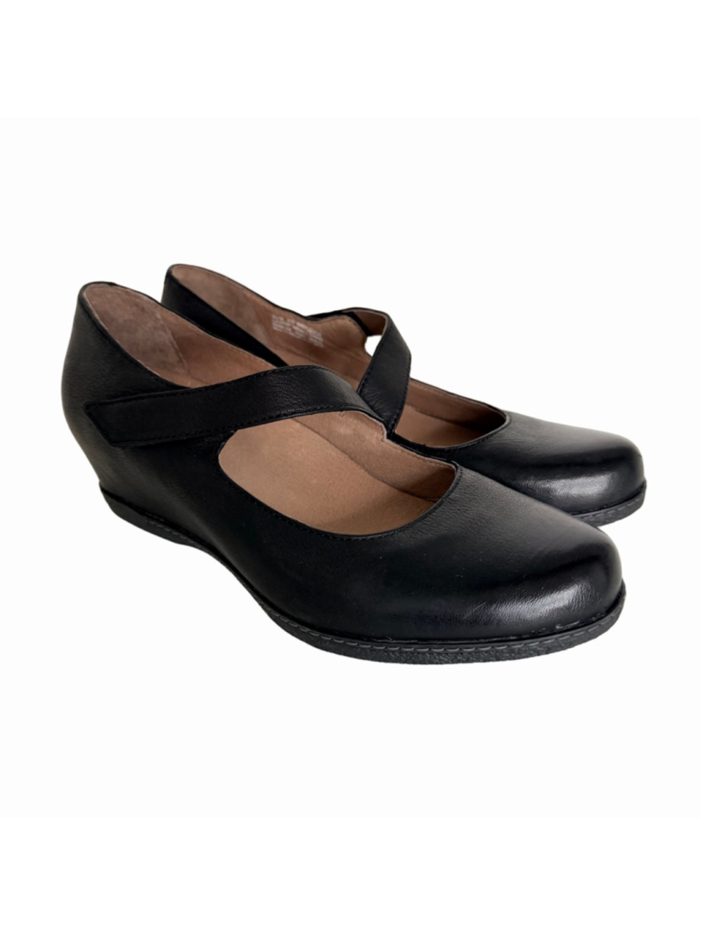 Dansko Lanie Mary Jane Black Leather Wedge Shoes Womens Size 40 Academia Comfort
